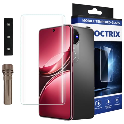 Image of Curved UV Tempered Glass Screen Protector for Vivo V50 5G | Transparent | Pack of 1 | Full Screen Coverage with UV Installation Kit
