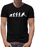 TShirt-People Evolution Eishockey V-Kragen T-Shirt Herren Puk Geek Sport Fun 5XL Schwarz