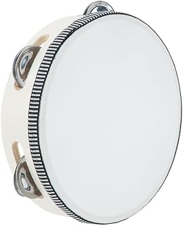 6 inch Tambourine For Adults Hand Held Wood Tambourine Comes In Single Row Metal Jingles Musical Gift Rhythm Percussion Instrument For Party KTV (6 inch FBA)