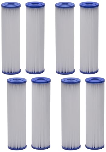 Image of EcoPure EPW2P Pleated Universal Whole Home Water Filter, Fits Standard Capacity Systems, NSF Certified, 30 Micron Reduces Sediment, Sand, Dirt & Rust - 3-Month Life per Filter,4 Count (Pack of 8)
