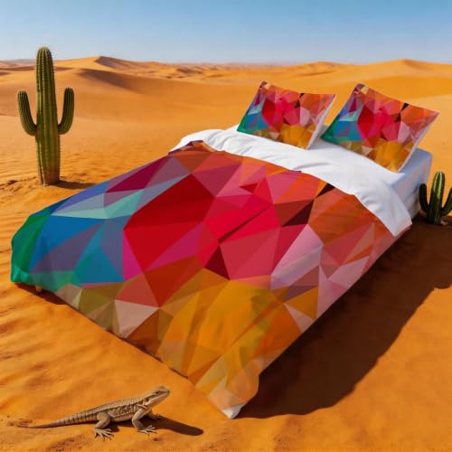 Housse de Couette 200x200 Géométrique Parure de Lit 2 Personnes avec Taies - 3