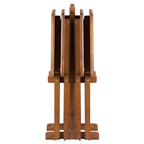 Winsome Dylan Snack Table Set with Stand, Oversized, for Living room, 26", Teak, Set of 4 Tables