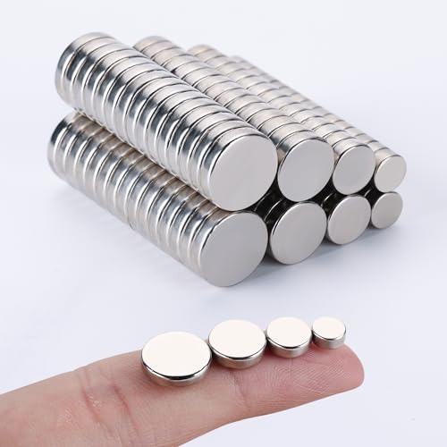 Image of RHINOCATS 120Pcs Small Magnets for Crafts，4 Different Size,Mini Round Magnet,Multi-Use for Fridge,DIY, Office, Hobbies, and Science