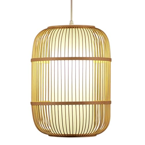 QETGISLL Chandeliers Large Bamboo Cage Pendant Light Wicker Woven Lamp Shade Tropical Style Handmade Rattan Basket Chandeliers Farmhouse Decor Hanging(35cm*59cm)