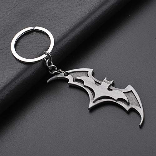 Bat-Shaped Metal Keychain, Zinc Alloy Key Ring, Silver, Gothic Style