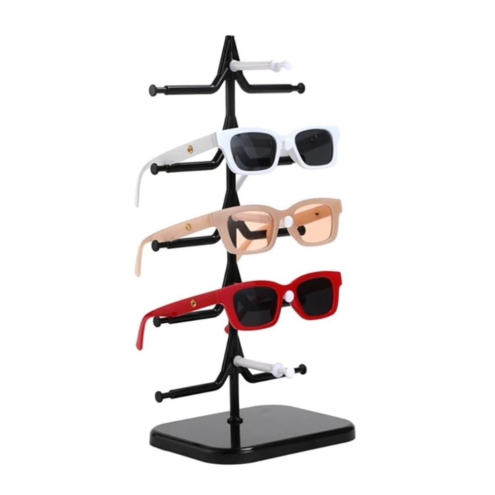 Eyeglasses Display Rack 5 Layers Eyeglasses Presentation Shelf Dropshipping Detachable Eyeglass Rack Rotating Mechanism Glasses Display Stand Convenient Organizer for Eyewear(Black and white)