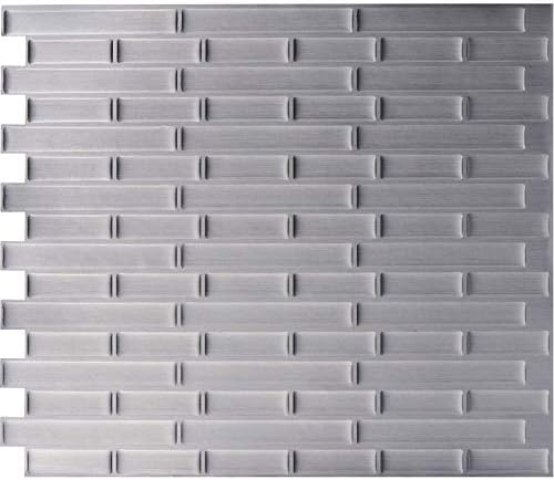 WALL DIMENSION Easy Peel & Stick 3D Vinyl Mosaic Stainless Steel Tile for Kitchen and Bathroom Back Splash Border. Set of 4 Tile Sheets. 2.83 sf. WM-131C