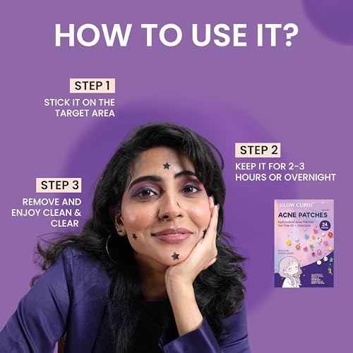 Image of Hydrocolloid Acne Pimple Patch with Tea Tree Oil & Calendula | Fast Healing | Absorbs Pus & Oil |Waterproof & Skin-Friendly Pimple Patches | Black Star Shape - 24 Patches.