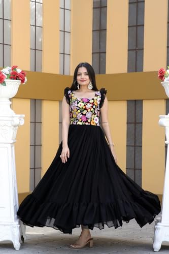 Image of Women's Floral Printed Stylish Georgette Anarkali Gown for Women.