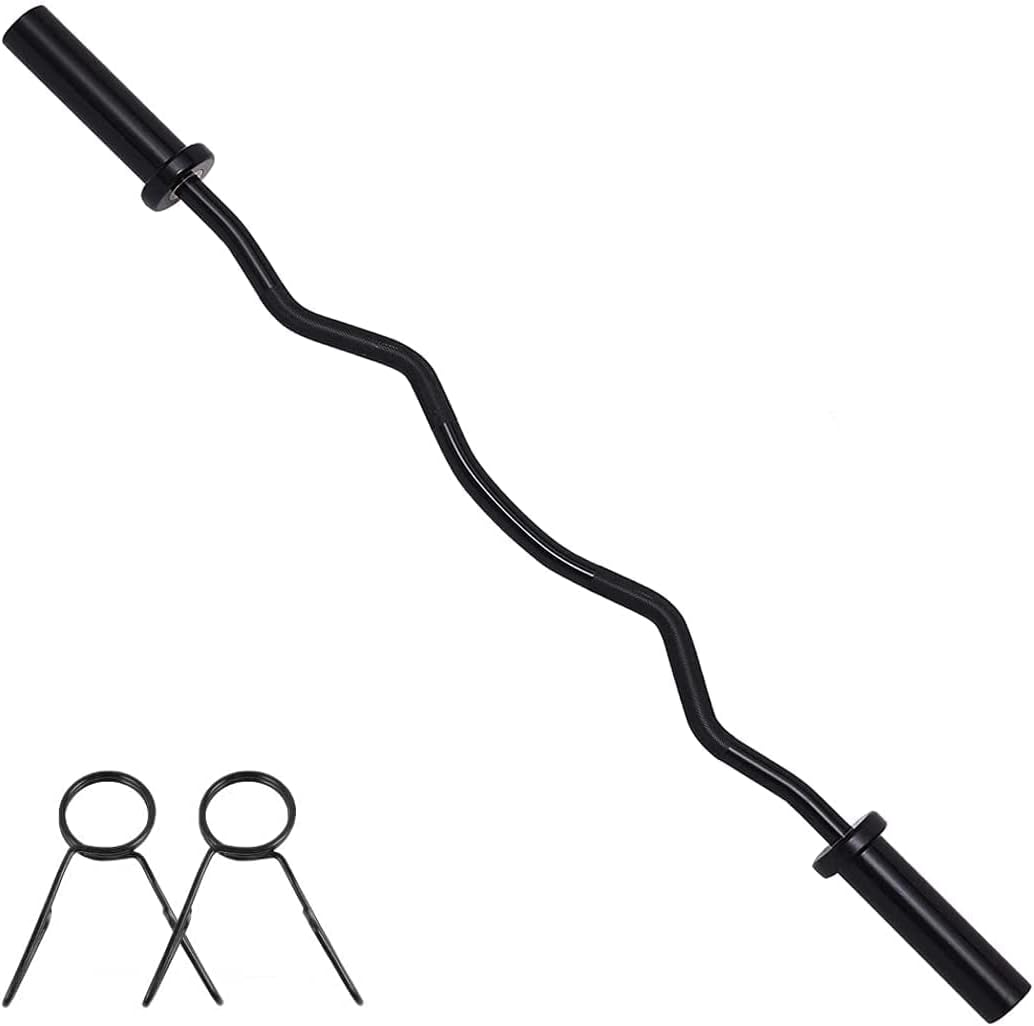 47in Olympic Super Curl Bar, Suitable for 2 inch plates, 47 Inch Standard EZ Curl Weight Barbell For Home Gym Office, Workout Strength Training Weightlifting Bar (Black) : Sports & Outdoors