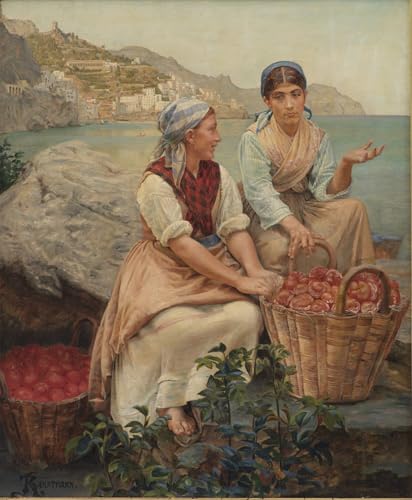 Affiche Toile Filles italiennes avec des tomates Kristian Zahrtmann Décoration Salon 60x90cm