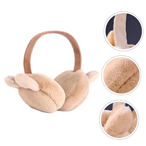 Cartoon Bunny Earmuffs for Comfortable and Warm Ear Protectors for Outdoor Activities Like Skiing and Snowboarding Adorable Foldable Design Khaki Color4