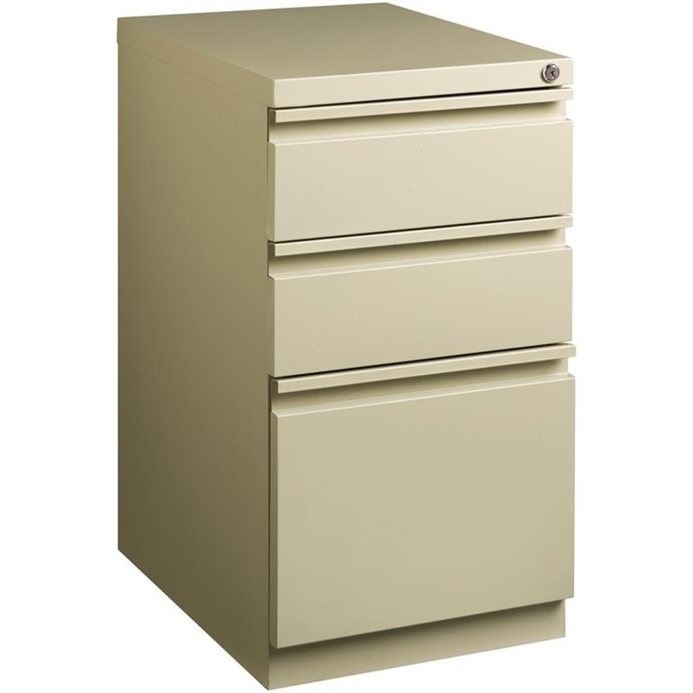 Scranton & Co 3-Drawer Metal Mobile Pedestal Filing Cabinet, 27.75" H x 15" W x 19.88" D, Beige Finish, Lockable, Hidden Casters, Letter-Size Hanging