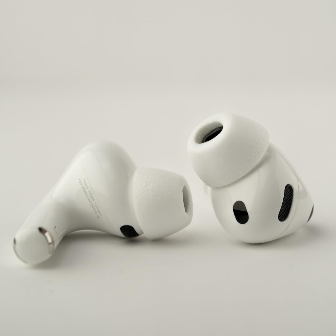 Comply TrueGrip Premium Memory Foam Replacement Earplugs for Apple AirPods Pro (3rd Generation) Excellent Noise Isolation White Various Sizes S/M/L, 3 Pairs
