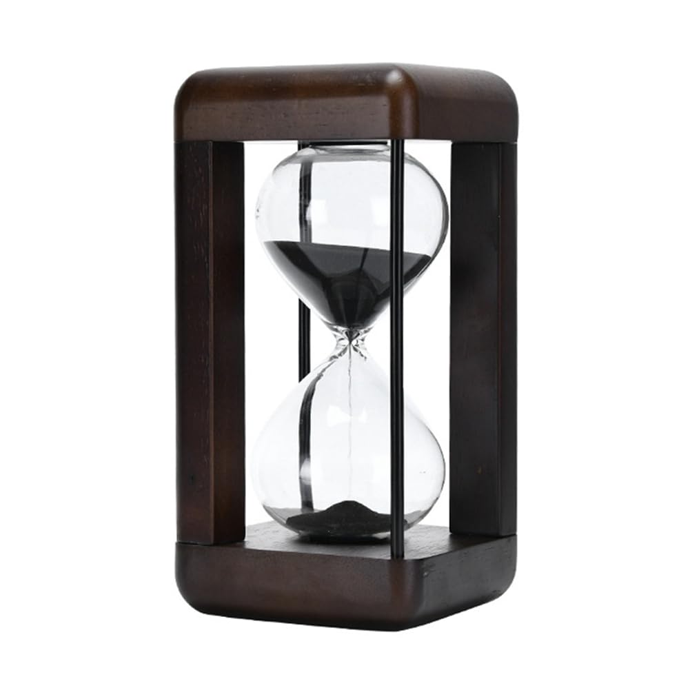 CTRLZS Large Premium Walnut Hourglass,60 Minutes Sand,Hour Glass with Sand Timer for Gift,Hourglass Decor for Desk B