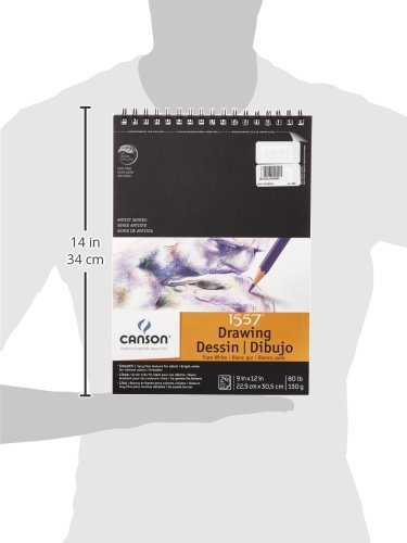 Canson 100510890 Drawing Pad, Double Wire Spiral Binding, 24 Sheets, Paper, 9