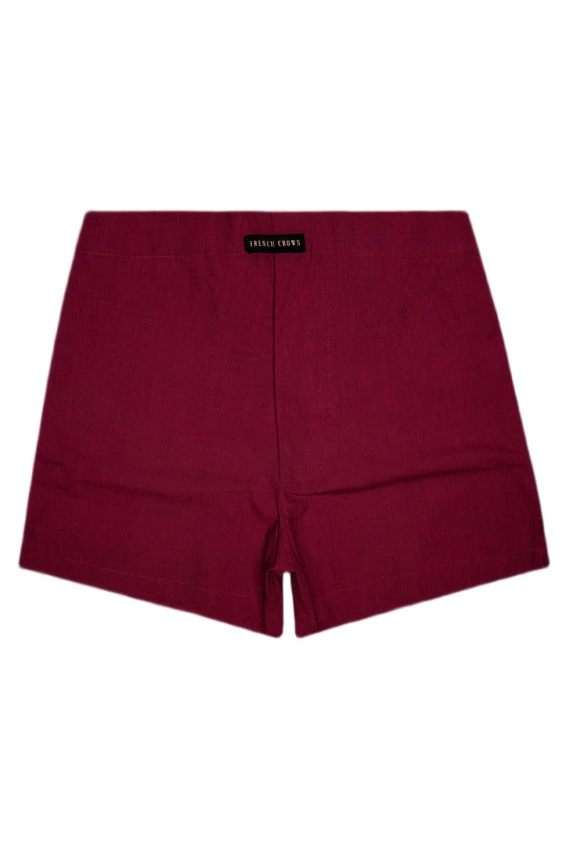 french crown Scarlet-Wine Red Solid Chambray Premium Cotton Boxer-picture-22
