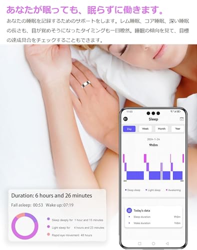 スマートリング メンズ スマート指輪 レディーズ 健康指輪 Bluetooth指輪 体調管理 B-P/H-R/SP-O2飽和度/睡眠モニター 活動量計 歩数計 消費カロリー 走行距離 リモートカメラ ワイヤレス充電ケース付き IOS/Android対応