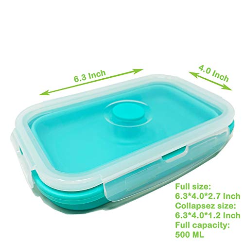 Set Of 4 Collapsible Silicone Food Storage Container, Leftover Meal Box For Kitchen, Bento Lunch Boxes, Bpa Free, Microwave, Dishwasher And Freezer Safe. Foldable Design Saves Your Space. #TOP2