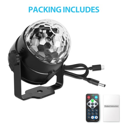 Image of Disco Ball DJ Party Lights Sound Activated with Remote Control Strobe Lamp 7 Modes Stage Light for Home Room Dance Parties Karaoke Halloween Christmas Birthday Decorations,1pack