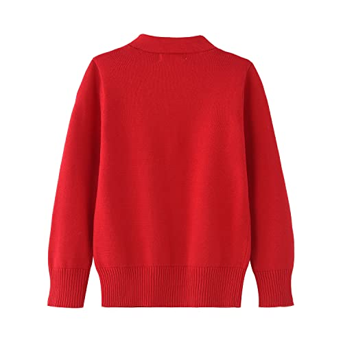 Image of Unisex Boys Girls Cardigans Sweater V-Neck Long Sleeve School Uniforms Button Knit Tops