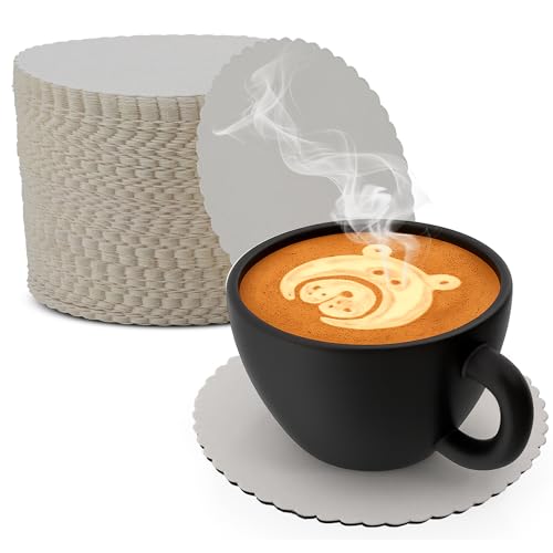 MT Products White Thin Paper Coasters 3.25" - Scalloped Edge