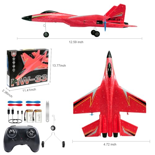 Image of Fremego Su-27 RC Airplane,2.4GHz 2 Channel Remote Control Plane with Gyro Night Lights and 2 Batteries, Easy to Fly for Adults, Beginners and Kids Toy