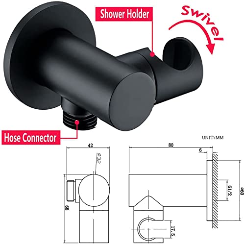 Colonne de douche encastrable noire avec mitigeur thermostatique et pommeau rond 16 pouces