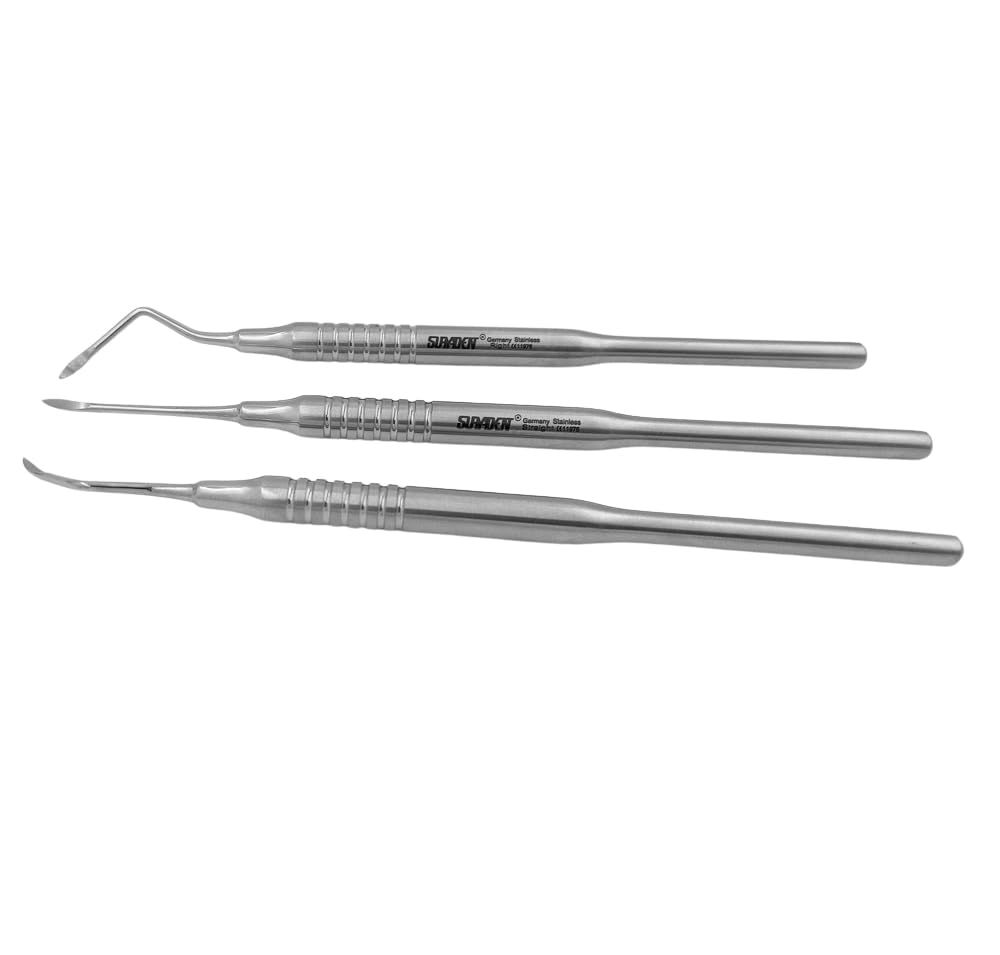 Root Tip Pick Elevator Set (Left, Right & Straight) – Dental Surgical Micro Elevator | German Stainless Steel | Hollow Handle | Autoclavable | Pen-type-image-33