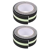 DOITOOL 2pcs Reflective Nonslip Stair Treads Tape High Adhesion Anti-skid Grip Strips with Glow-in-the-dark for Indoor Steps Safety