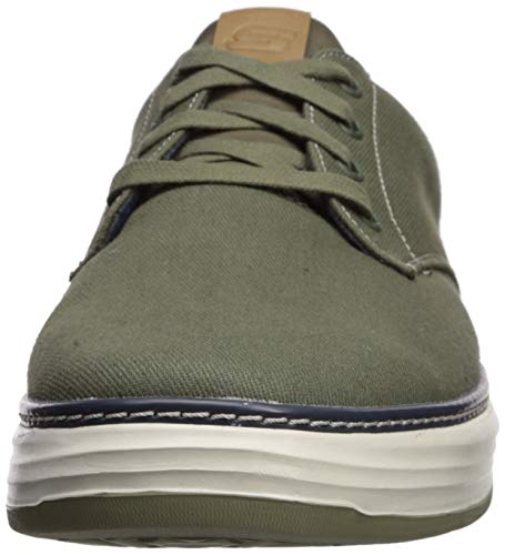 Skechers Men's Moreno Canvas Oxford Shoe, Olive, 8.5 Medium Us #TOP1