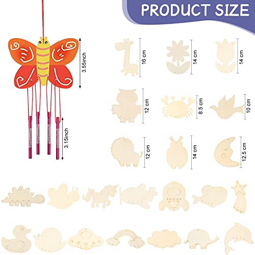 24 Pcs Wind Chime Kit Diy Wooden Chimes For Kids Outside Musical Crafts Wood Animal Wind Chimes For Christmas Tree Home Classroom Garden Summer Decoration, Birthday Party Gift #TOP1