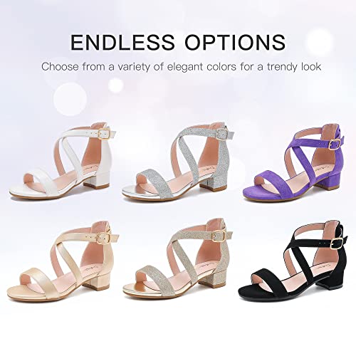 Dufannie White Sandals For Girls High Heel Kid Wedding Shoes Princess Shoes Girls Dress Shoes Mary Janes For Girls Party Wedding First Communion Church Christmas Pu Sandals For Little Big Kids (3602Pu White 2) #TOP7