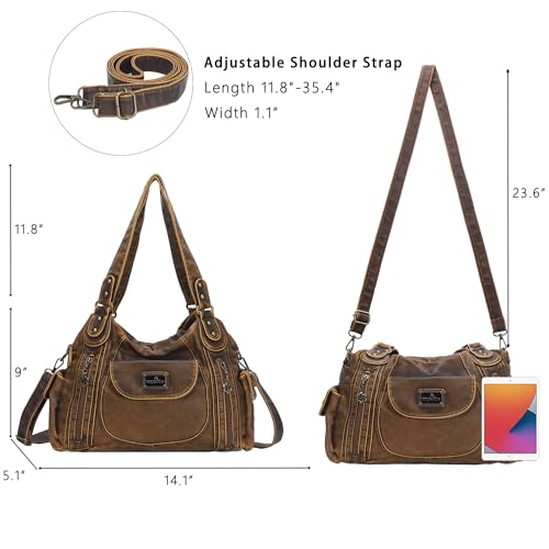 Image of Angel Kiss Purses for Women, Large Shoulder Bag Hobo Tote Purse Mutipocket Faux Leather Satchel Hobo Purse