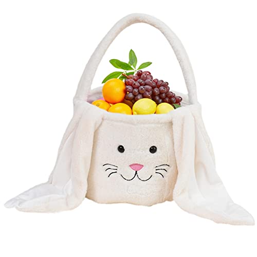 Saco do coelhinho da Páscoa - Baldes de páscoa de coelhinho com orelhas de pelúcia longas,Cesta de P