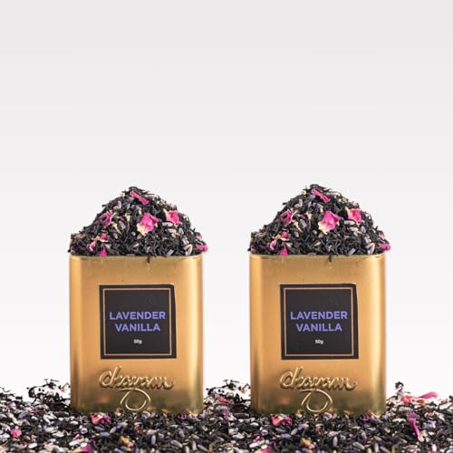 Image of CHAYAM Lavender Vanilla Tea 50g | Black Tea with Roasted Chicory, Rose Petals, Lavender and Vanilla Extract - Pack of 2