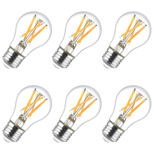 LUXRITE A15 Edison LED Bulb, 60W Equivalent, 8.5W, Dimmable, Enclosed Fixture Rated, 750 Lumens, CRI 90, E26, Clear Glass, Wet Rated, Title 20, UL Listed (2700K (Warm White), 6 Count (Pack of 1)) by LUXRITE - Used condition - US$18.56