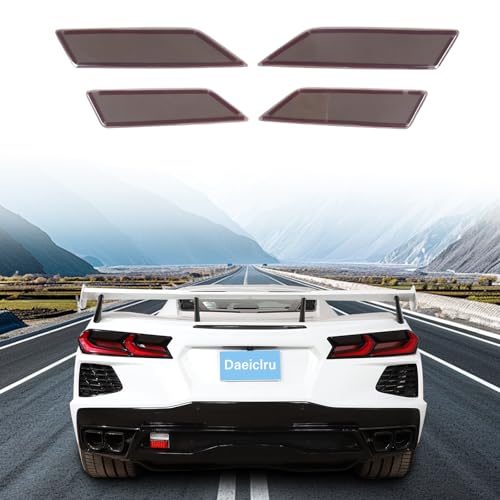 Daeiclru Car Taillight Protective Cover Sticker Compatible with Corvette C8 Stingray 2020-2025, Rear Tail Lamp Decorative Protection Trim Accessories, Smoked Black