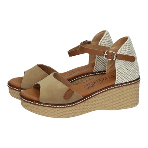 Sandali M810 compensées éviter mal aux pieds cuir sable bracelet réglable