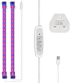 NIWA Grow Light Bar for Indoor Plants, 2 Packs Updated Full Spectrum Led Grow Light with Auto ON / Off Timer, 48 LEDs / 4 Dimmable LevelsGrow Lamp USB Plug-in Powered Plant Grow Light (Red)