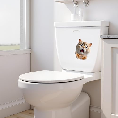 3D-Toilettendeckel-Aufkleber, niedliches Kätzchen-Design, abnehmbarer Aufkleber, Badezimmer-Dekor für WC-Deckel und Tankabdeckungen