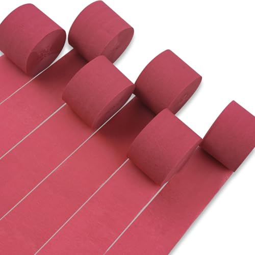 Image of PartyWoo Crepe Paper Streamers 6 Rolls 492ft, Pack of Dusty Pink Crepe Paper Streamers Decorations, Crepe Paper for Birthday Decorations, Party Decorations, Wedding Decorations (1.8 in x 82 Ft /Roll)