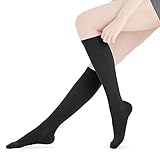 Fytto 2020 Women’s Compression Socks, 15-20mmHg Knee High Microfiber Hosiery - Professional Support for Travel, Varicose Veins & Pregnancy, Slip-Resistant, Black, Medium