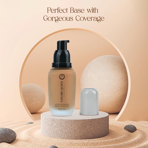 Image of Colors Queen Ultra Definition Liquid Foundation | Lightweight & Long Lasting Full Coverage With Dewy Finish | Easy to Blend, Waterproof & Sweat Proof for Face Makeup (Parliness, 30ml)