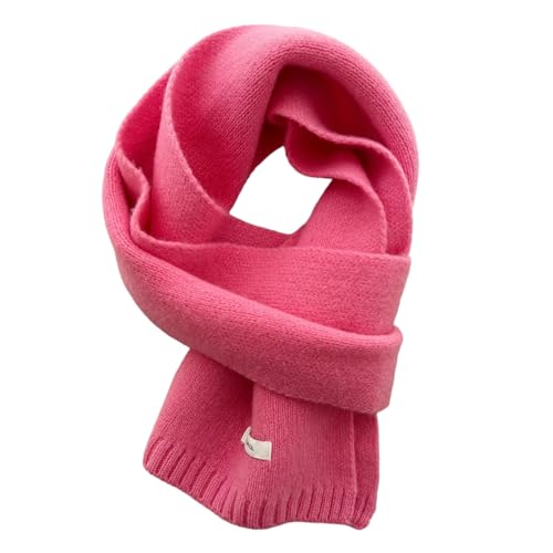 Generisch Winterschal Wollschal Weiche Warm Strickschal - 100% Wolle - Herbst Winter Einfarbig Gestrickter Schal Vielseitiger Kaschmir-Halsschal für Damen Herren, 160 x 20 cm (Rosa)
