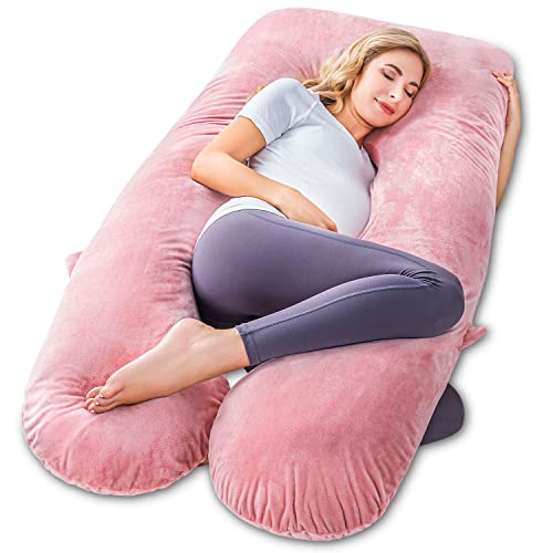 Meiz Pregnancy Pillows, U Shaped Pregnancy Pillows For Sleeping, Full Body Maternity Pillow For Pregnant Women With Machine Washable Velvet Cover, Pink #TOP4