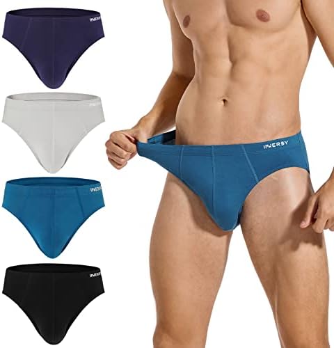 INNERSY Slip Herren Weich Unterhosen Männer Atmungsaktiv Unterwäsche 4 Pack | Baumwolle Viskose Herrenslip, Bequeme Pants für den Alltag, Midi Briefs mit Stoffbezogener Bund, Train