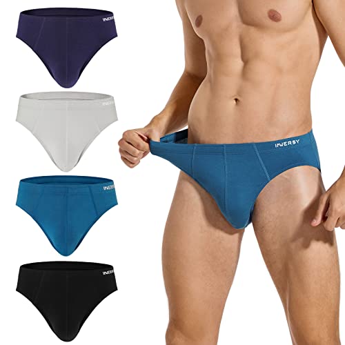 INNERSY Majtki męskie, miękkie majtki, oddychające, sportowe, basic, 4 sztuki w opakowaniu, czarny/niebieski/szary/granatowy, XL