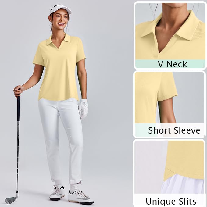 Image of PINSPARK Womens Golf Shirt Short Sleeve Polos UPF 50+ Collared Tennis Tops