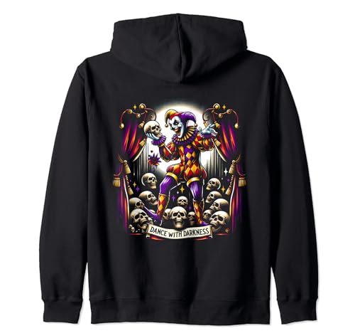 T-shirt gothique Harlequin Skulls Macabre - Dark Fantasy Joker Skull Sweat à Capuche